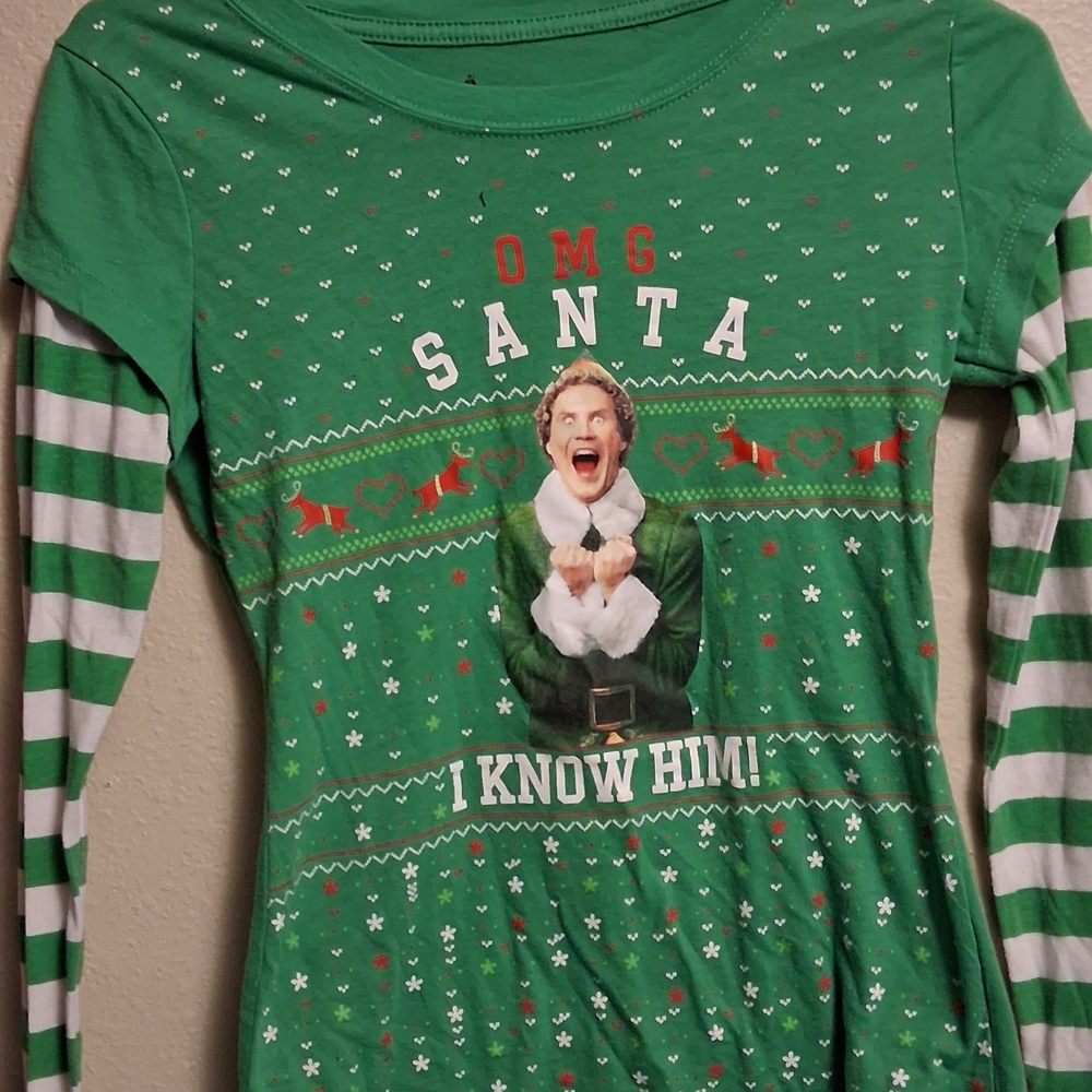 ELF Green 'OMG Santa' Kids Long Sleeve Tee 0475
